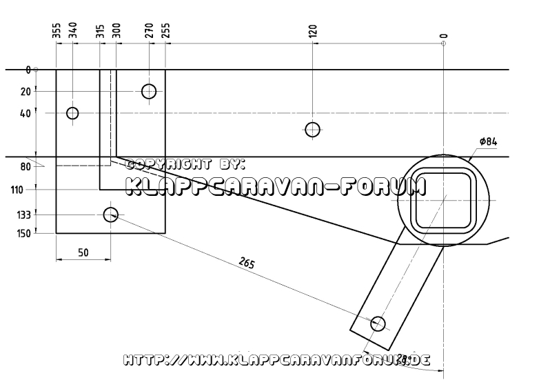 Stoßdämpfereinbau - Konstruktionszeichnung Befestigungselemente